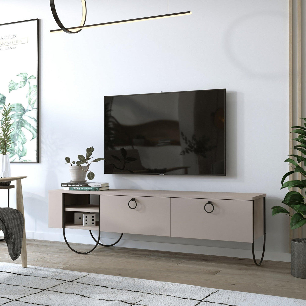 COMODA TV Norfolk Tv Stand, Alb, 36x44x150 cm - Bej, SKU 776HMS3052