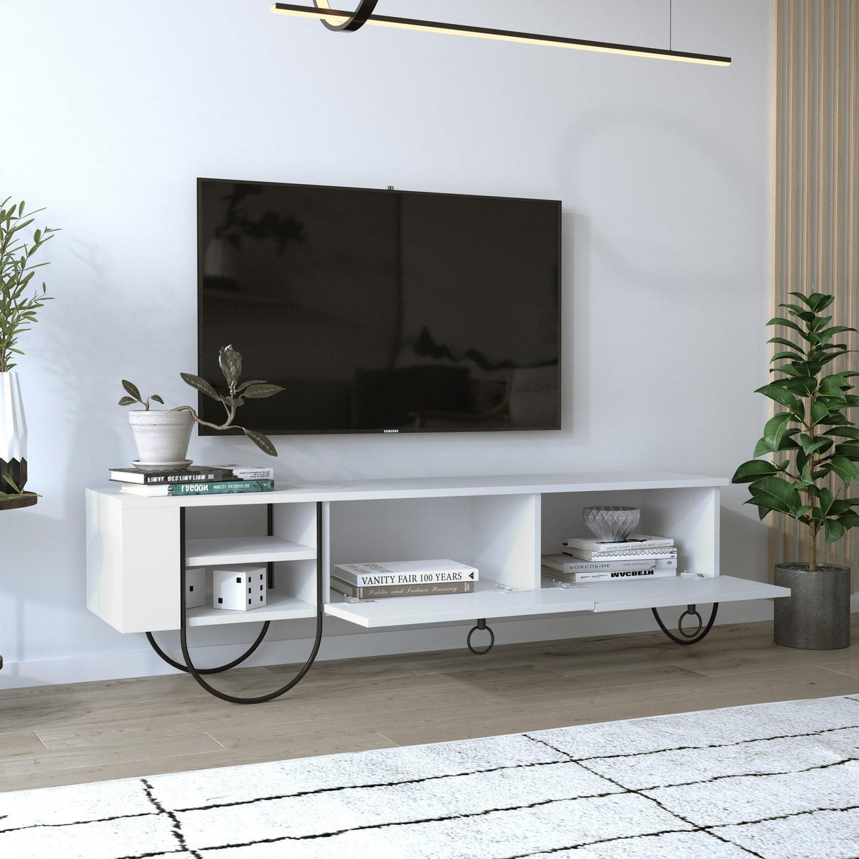 COMODA TV Norfolk Tv Stand, Alb, 36x44x150 cm - Alb, SKU 776HMS3052