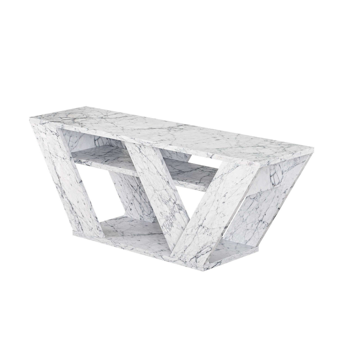 Comodă TV Pipralla, Diverse culori, 110x30x40 cm - Carrara marble | SKU: 776HMS3131 | Comodă TV Pipralla, 110x30x40 cm, varianta Carrara marble, produs pentru amenajarea locuinței, disponibil online în România la CasaMob