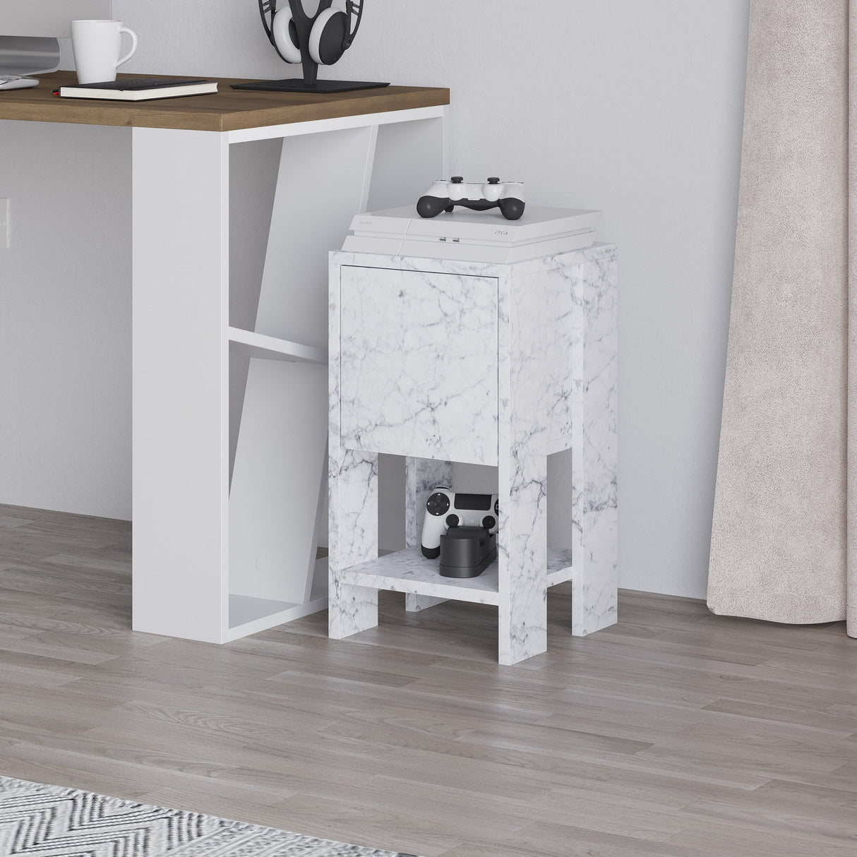 Noptieră Ema, Diverse culori, 30x30x55 cm - Carrara marble | SKU: 776HMS3439 | Noptieră Ema, 30x30x55 cm, varianta Carrara marble, produs pentru amenajarea locuinței, disponibil online în România la CasaMob
