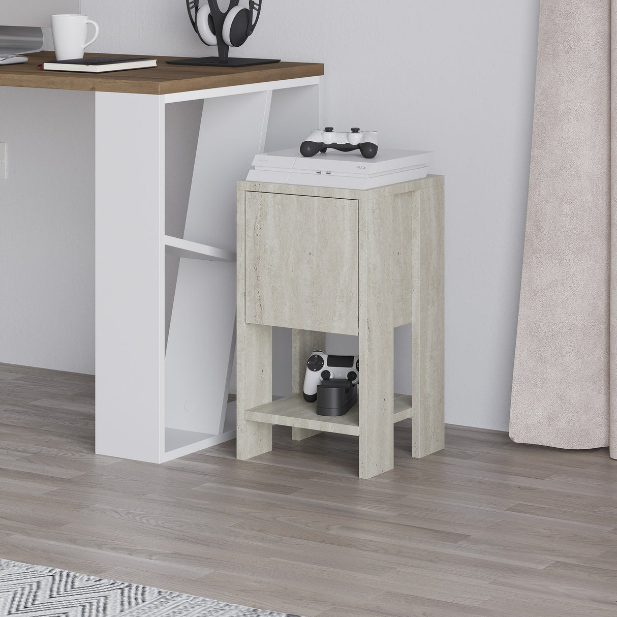 Noptieră Ema, Diverse culori, 30x30x55 cm - Travertin | SKU: 776HMS3440 | Noptieră Ema, 30x30x55 cm, varianta Travertin, produs pentru amenajarea locuinței, disponibil online în România la CasaMob