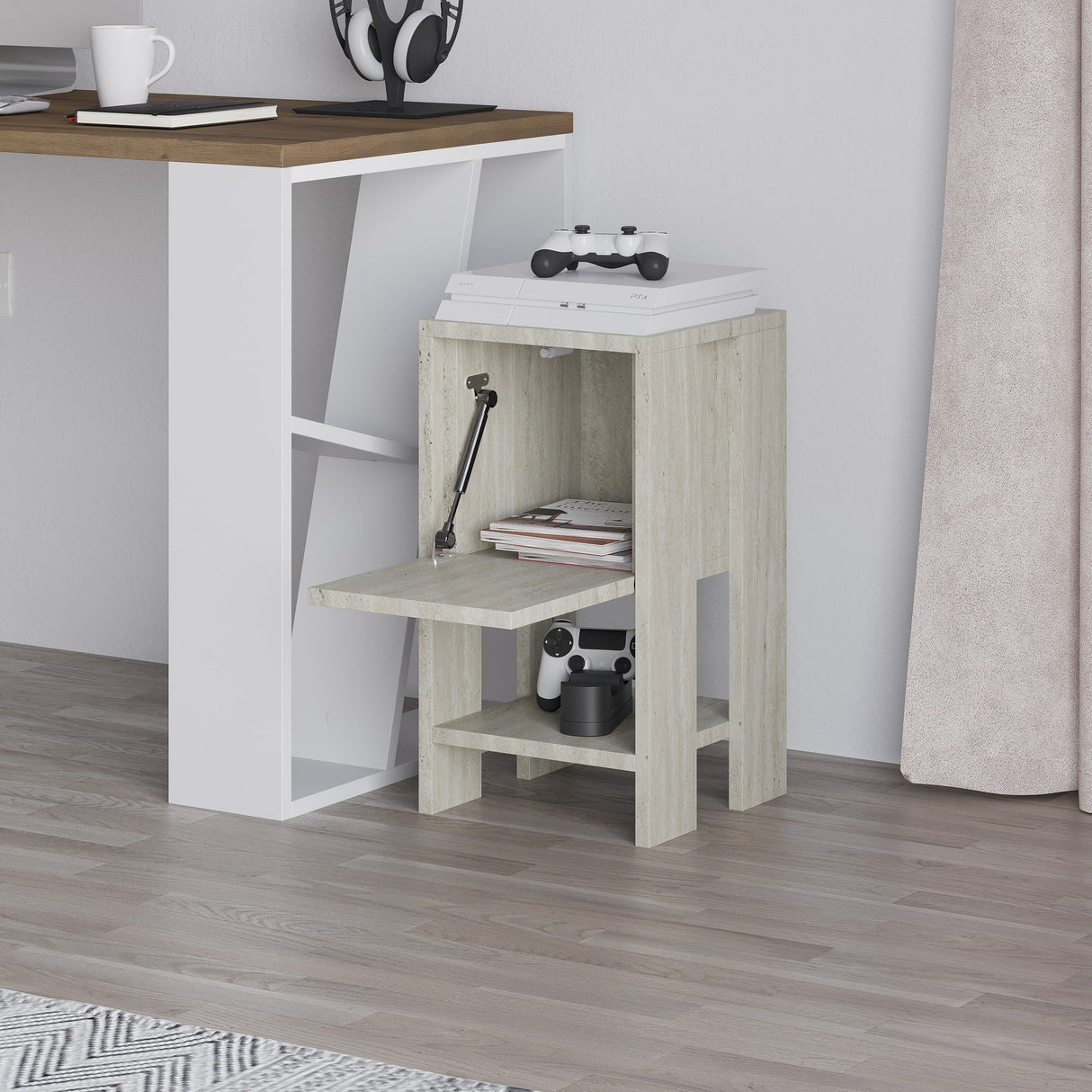 Noptieră Ema, Diverse culori, 30x30x55 cm - Travertin | SKU: 776HMS3440 | Noptieră Ema, 30x30x55 cm, varianta Travertin, produs pentru amenajarea locuinței, disponibil online în România la CasaMob
