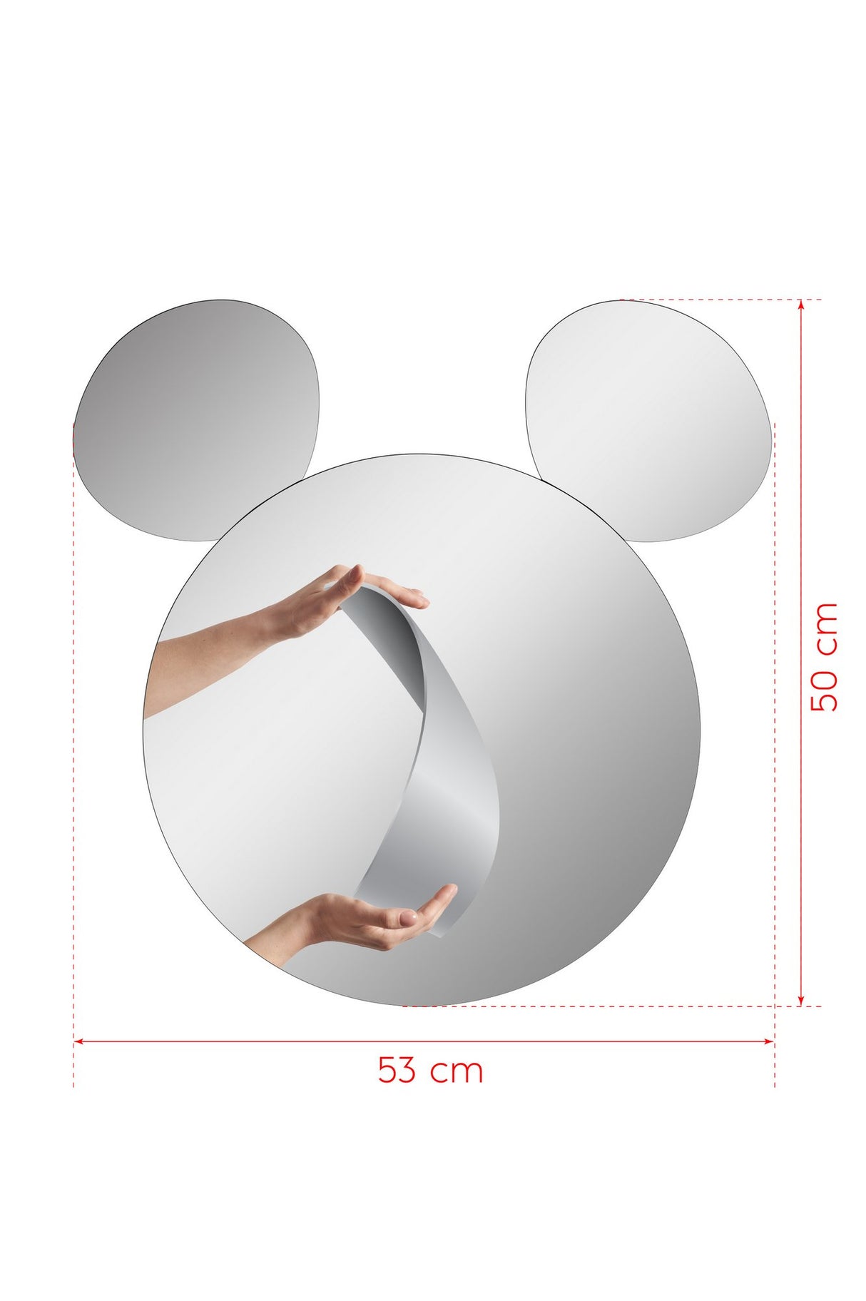 Oglindă decorativă cu LED Mickey Silver, Alb, 53x50 cm