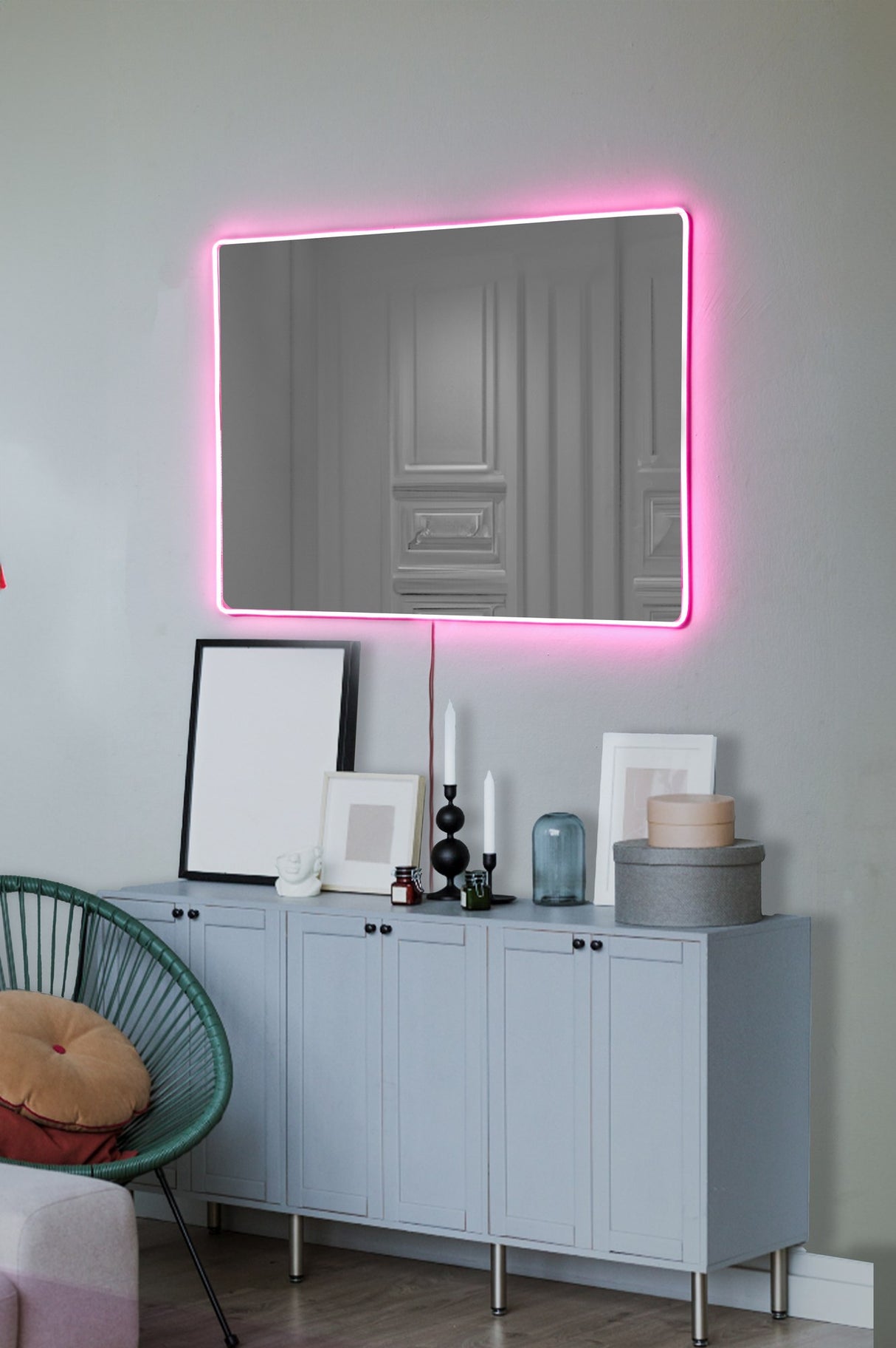 Oglindă decorativă cu LED Dreptunghiulară, Diverse culori, 40x60 cm - Oglindă decorativă cu LED Dreptunghiulară, Diverse culori, 40x60 cm, SKU 782MRL1127, imagine 9