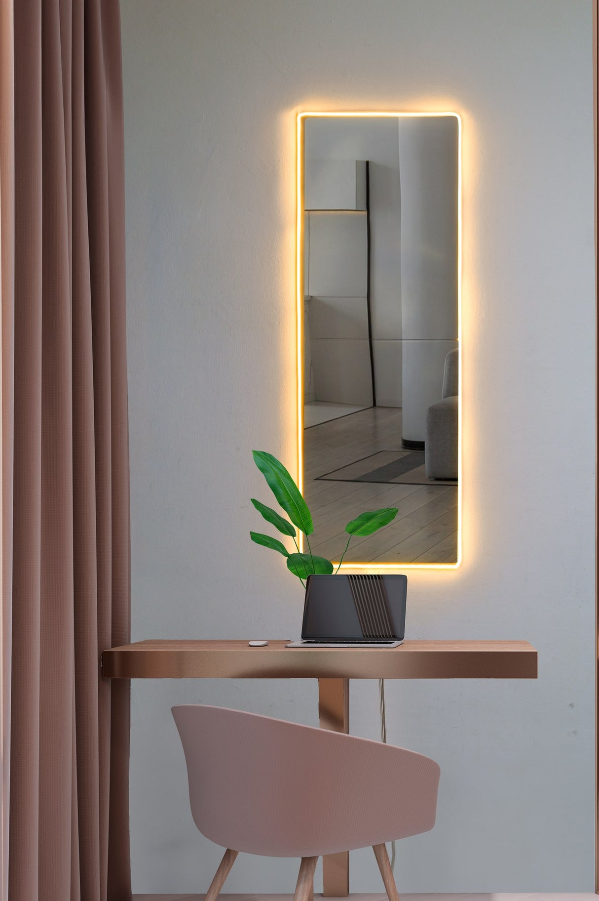 Oglindă decorativă cu LED Dreptunghiulară, Diverse culori, 20x80 cm - Oglindă decorativă cu LED Dreptunghiulară, Diverse culori, 20x80 cm, SKU 782MRL1138, imagine 2