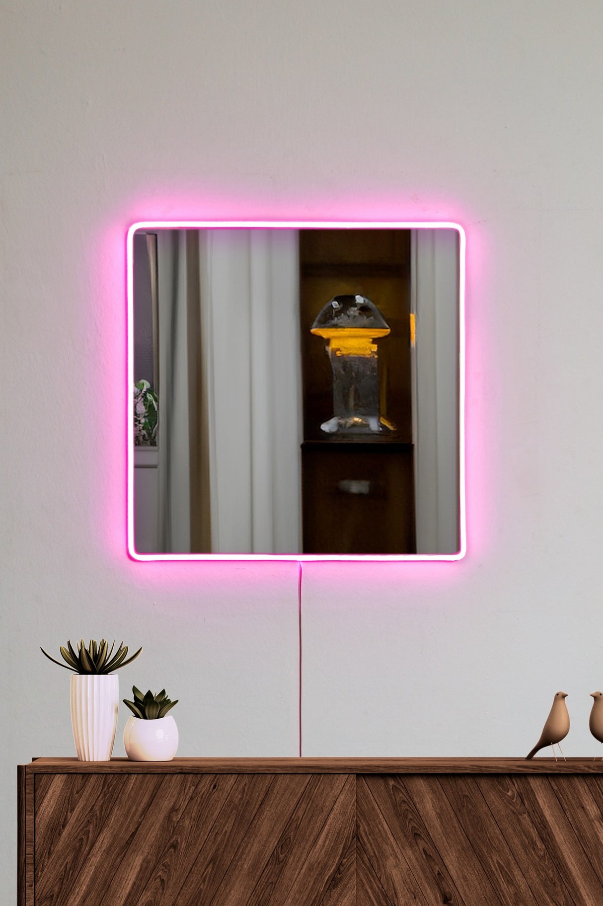 Oglindă decorativă cu LED Pătrată, Diverse culori, 30x30 cm - Oglindă decorativă cu LED Pătrată, Diverse culori, 30x30 cm, SKU 782MRL1152, imagine 9