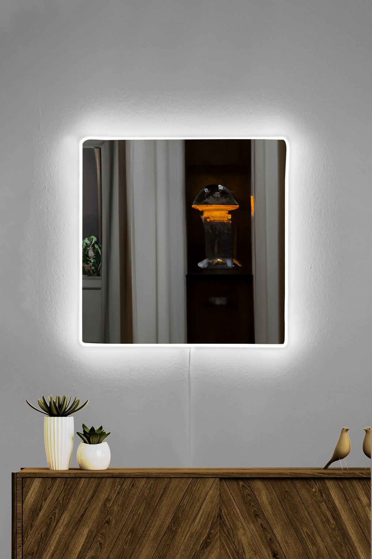 Oglindă decorativă cu LED Pătrată, Diverse culori, 30x30 cm - Oglindă decorativă cu LED Pătrată, Diverse culori, 30x30 cm, SKU 782MRL1153, imagine 17