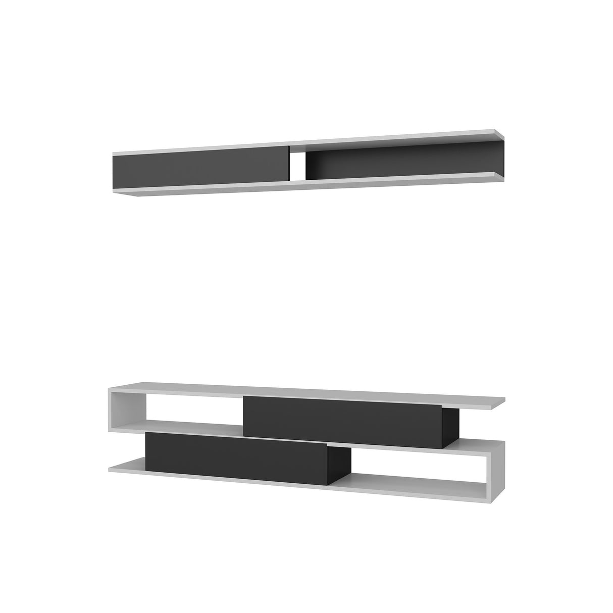 Comodă TV Sims, Diverse culori, 176x32x39 cm - Alb - Negru | SKU: 788DEC3061 | Comodă TV Sims, 176x32x39 cm, varianta Alb - Negru, produs pentru amenajarea locuinței, disponibil online în România la CasaMob