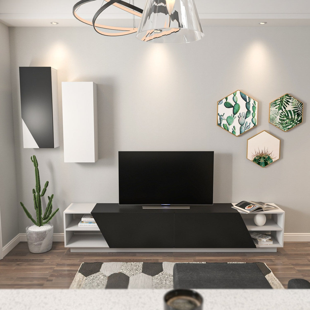 Comodă TV Zebra, Diverse culori, 240x38x47 cm - Negru - Alb | SKU: 788DEC3090 | Comodă TV Zebra, 240x38x47 cm, varianta Negru - Alb, produs pentru amenajarea locuinței, disponibil online în România la CasaMob