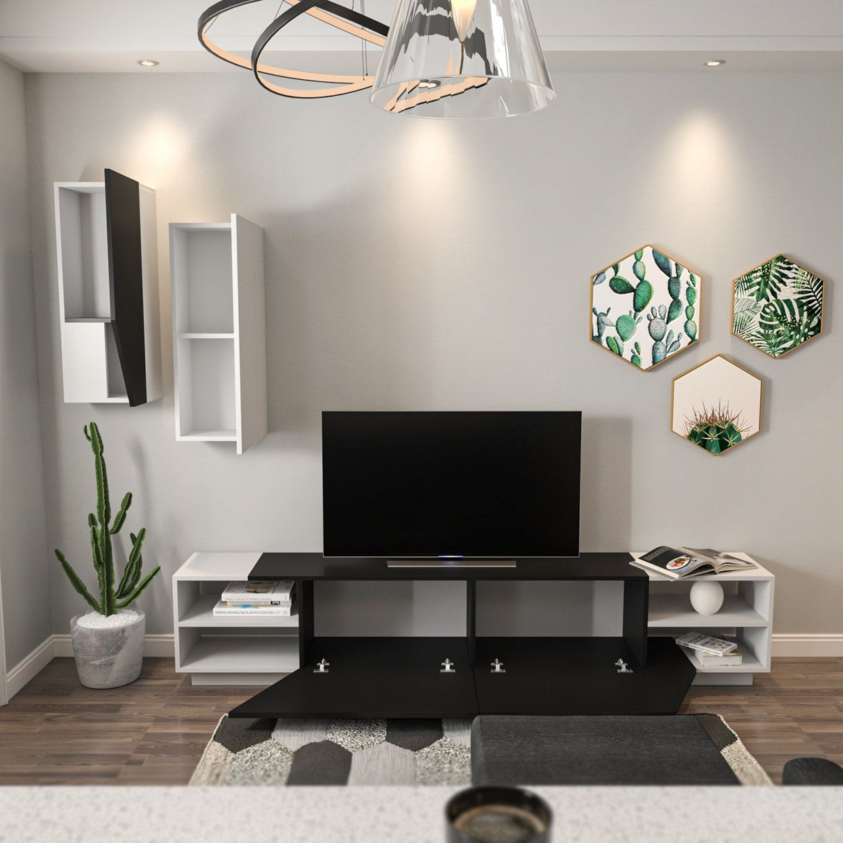 Comodă TV Zebra, Diverse culori, 240x38x47 cm - Negru - Alb | SKU: 788DEC3090 | Comodă TV Zebra, 240x38x47 cm, varianta Negru - Alb, produs pentru amenajarea locuinței, disponibil online în România la CasaMob