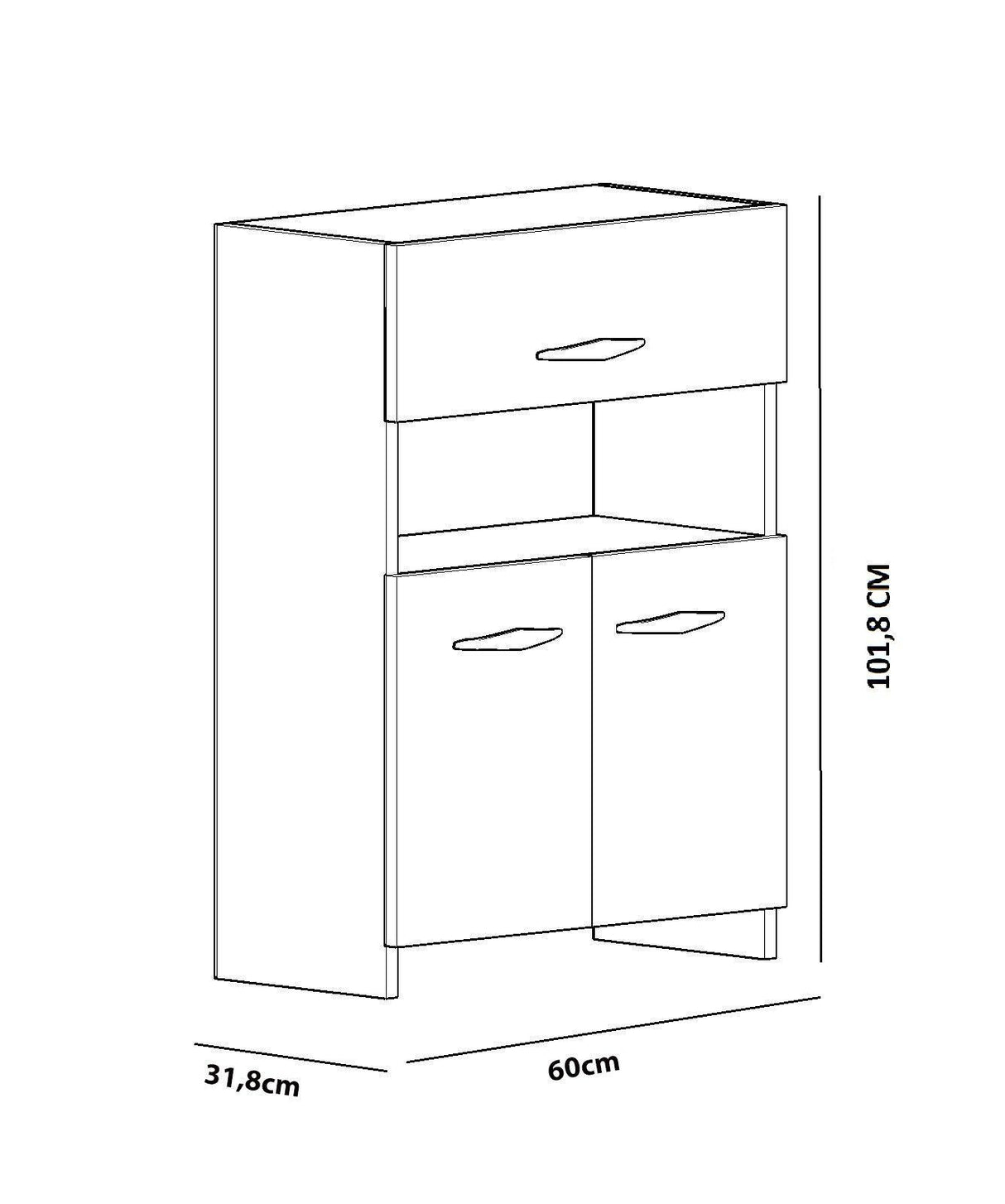 Dulap Multifunctional Raw, Alb, 60x102x32 cm