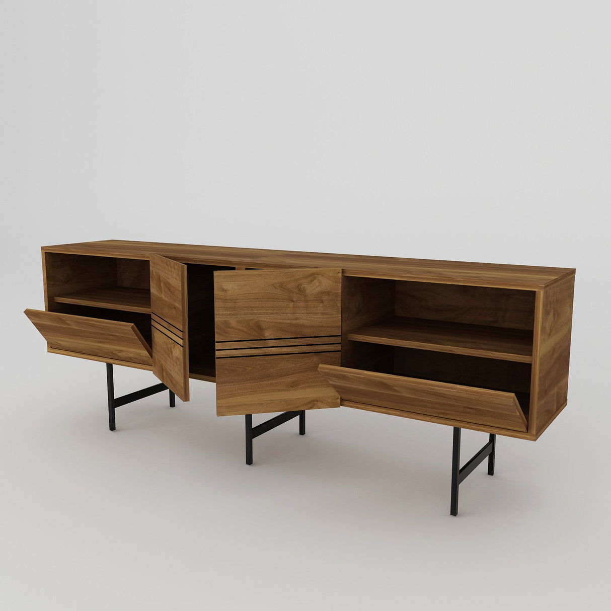 Comodă TV Derin, Diverse culori, 180x37x65 cm - Nuc - Negru | SKU: 788DEC4010 | Comodă TV Derin, 180x37x65 cm, varianta Nuc - Negru, produs pentru amenajarea locuinței, disponibil online în România la CasaMob