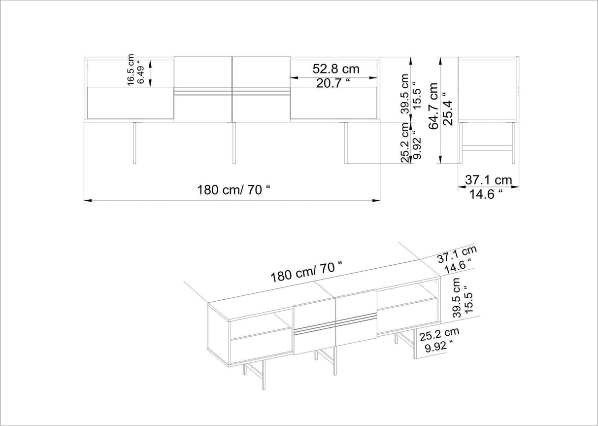 Comodă TV Derin, Diverse culori, 180x37x65 cm - Nuc - Negru | SKU: 788DEC4010 | Comodă TV Derin, 180x37x65 cm, varianta Nuc - Negru, produs pentru amenajarea locuinței, disponibil online în România la CasaMob