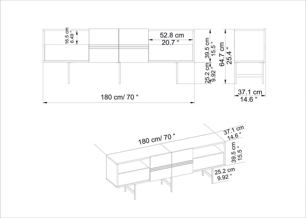 Comodă TV Derin, Diverse culori, 180x37x65 cm - Alb | SKU: 788DEC4011 | Comodă TV Derin, 180x37x65 cm, varianta Alb, produs pentru amenajarea locuinței, disponibil online în România la CasaMob