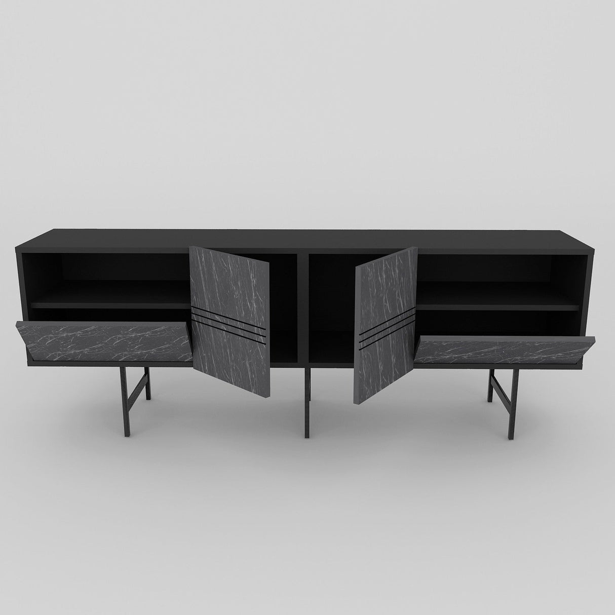 Comodă TV Derin, Diverse culori, 180x37x65 cm - Negru - Marble | SKU: 788DEC4012 | Comodă TV Derin, 180x37x65 cm, varianta Negru - Marble, produs pentru amenajarea locuinței, disponibil online în România la CasaMob