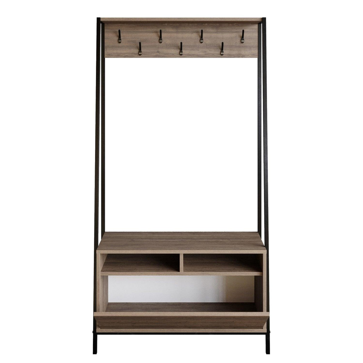 Cuier cu pantofar Devin, Alb, 94 x 180 x 35 cm - Nuc, SKU 788DEC4016