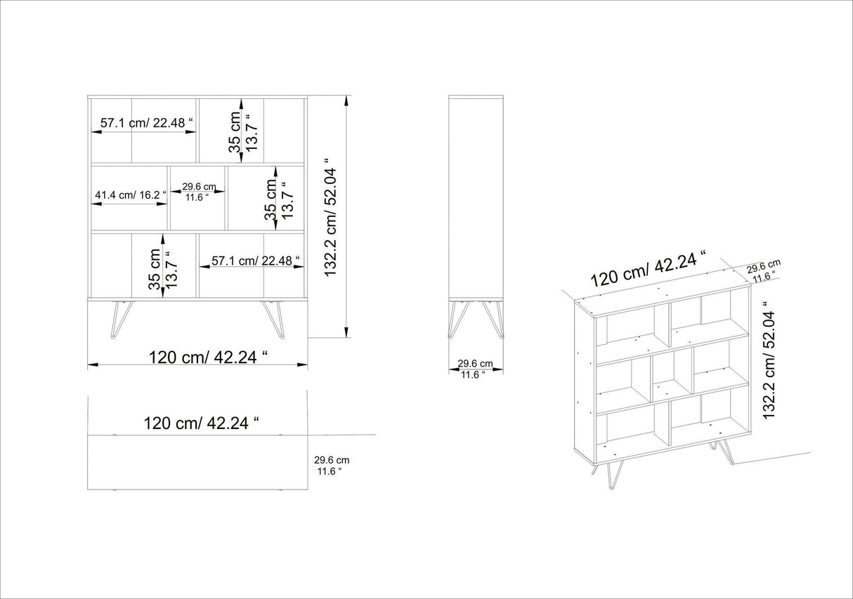 Bibliotecă Mistico, Diverse culori, 120x30x132 cm - Alb | SKU: 788DEC4028 | Bibliotecă Mistico, 120x30x132 cm, varianta Alb, produs pentru amenajarea locuinței, disponibil online în România la CasaMob