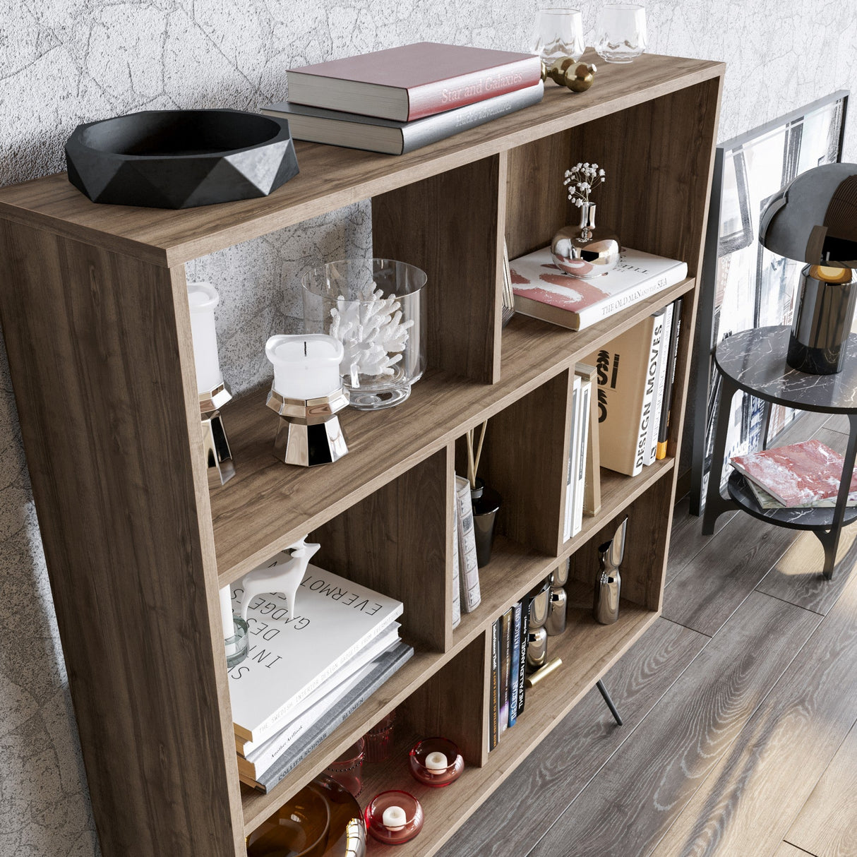 Bibliotecă Mistico, Diverse culori, 120x30x132 cm - Nuc | SKU: 788DEC4029 | Bibliotecă Mistico, 120x30x132 cm, varianta Nuc, produs pentru amenajarea locuinței, disponibil online în România la CasaMob