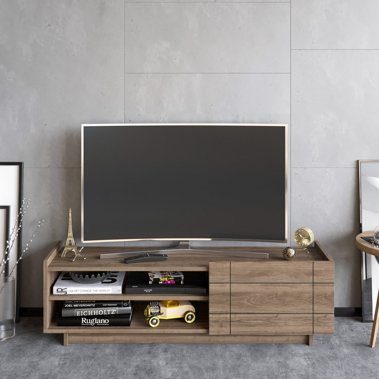 Comodă TV Valantina, Diverse culori, 140x37x41 cm - Nuc | SKU: 788DEC4045 | Comodă TV Valantina, 140x37x41 cm, varianta Nuc, produs pentru amenajarea locuinței, disponibil online în România la CasaMob