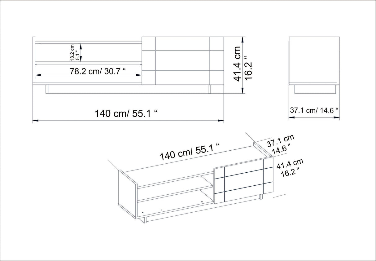 Comodă TV Valantina, Diverse culori, 140x37x41 cm - Nuc | SKU: 788DEC4045 | Comodă TV Valantina, 140x37x41 cm, varianta Nuc, produs pentru amenajarea locuinței, disponibil online în România la CasaMob