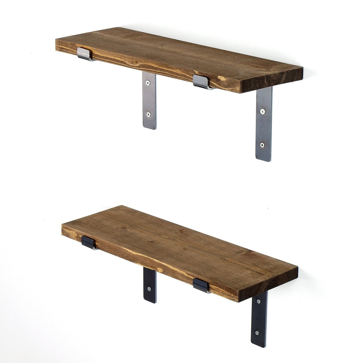 Raft de perete Lam005, Negru - Nuc, 40x14x16 cm