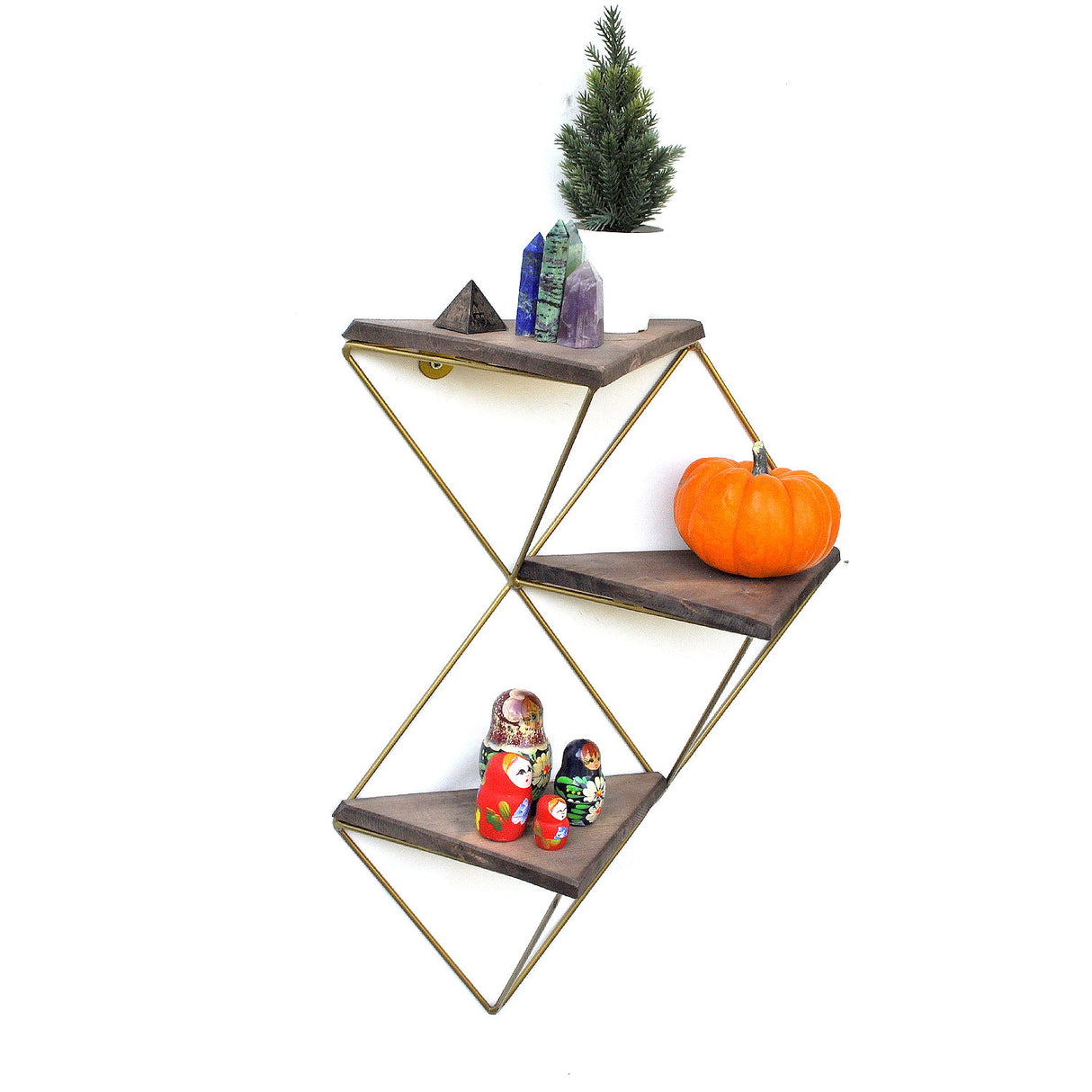Raft de perete Wr076, Nuc - Auriu, 34x13x45 cm