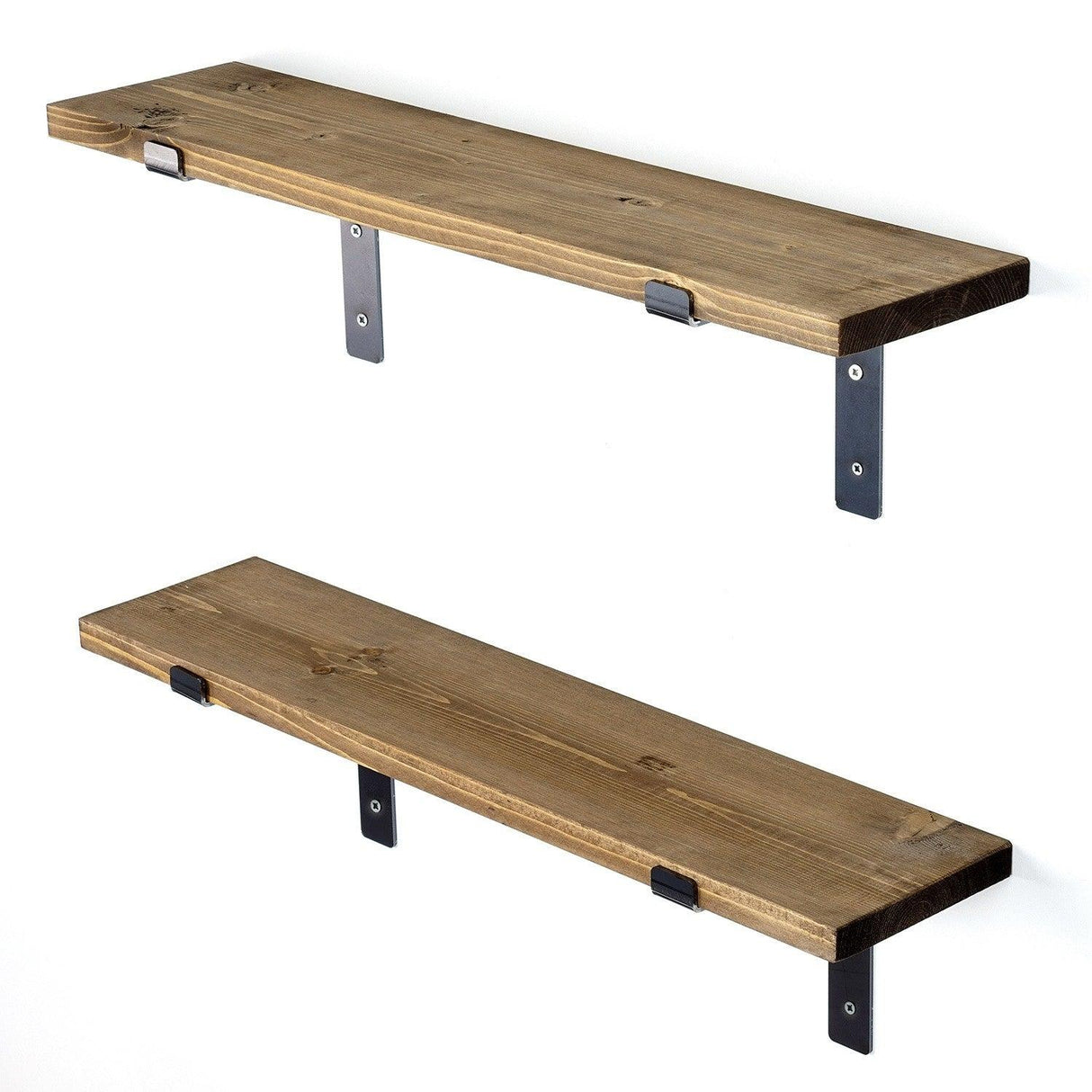 Raft decorativ de perete din lemn Kaptan, Negru, 60 x 16 x 14 cm