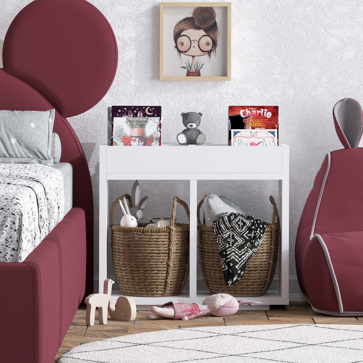 Bibliotecă Emily, Alb, 50x20x44 cm
