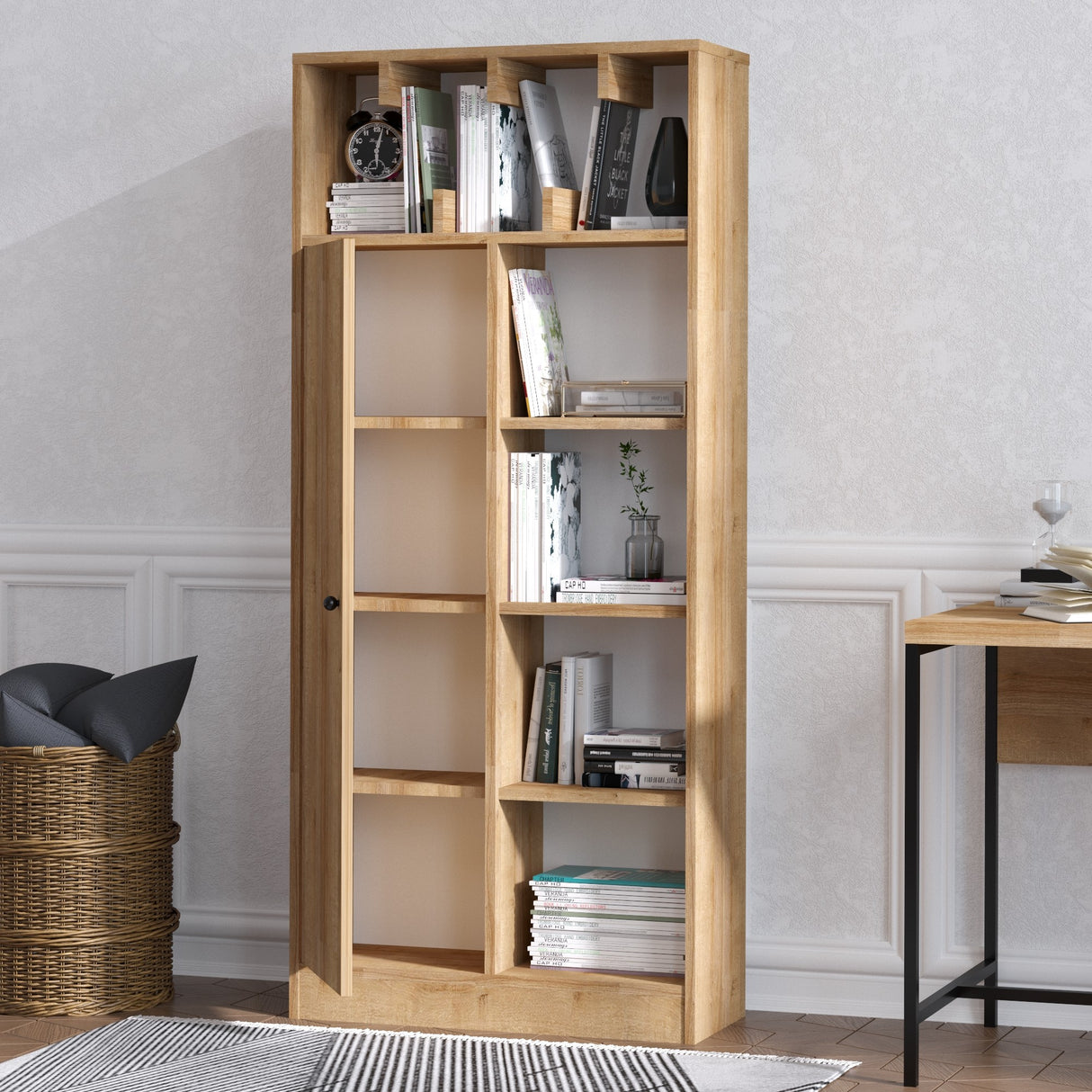 Bibliotecă Jemma, Stejar, 60x170x30 cm