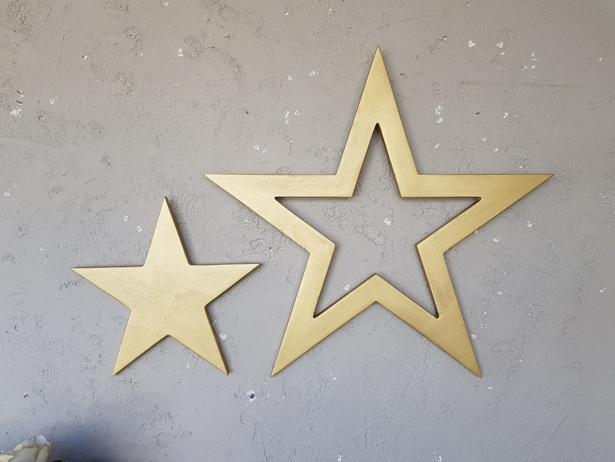 Decorațiune de perete din lemn Gold Stars Set, Auriu, 62x62x2 cm