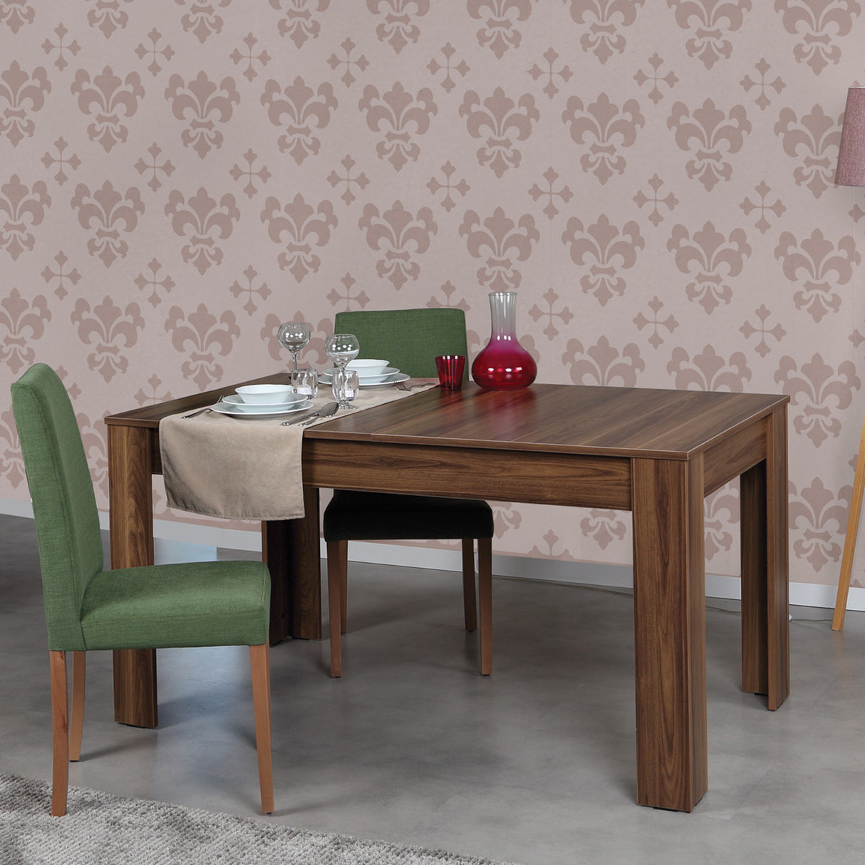 Masă dining extensibilă Oblo, Nuc, 130x80x78 cm