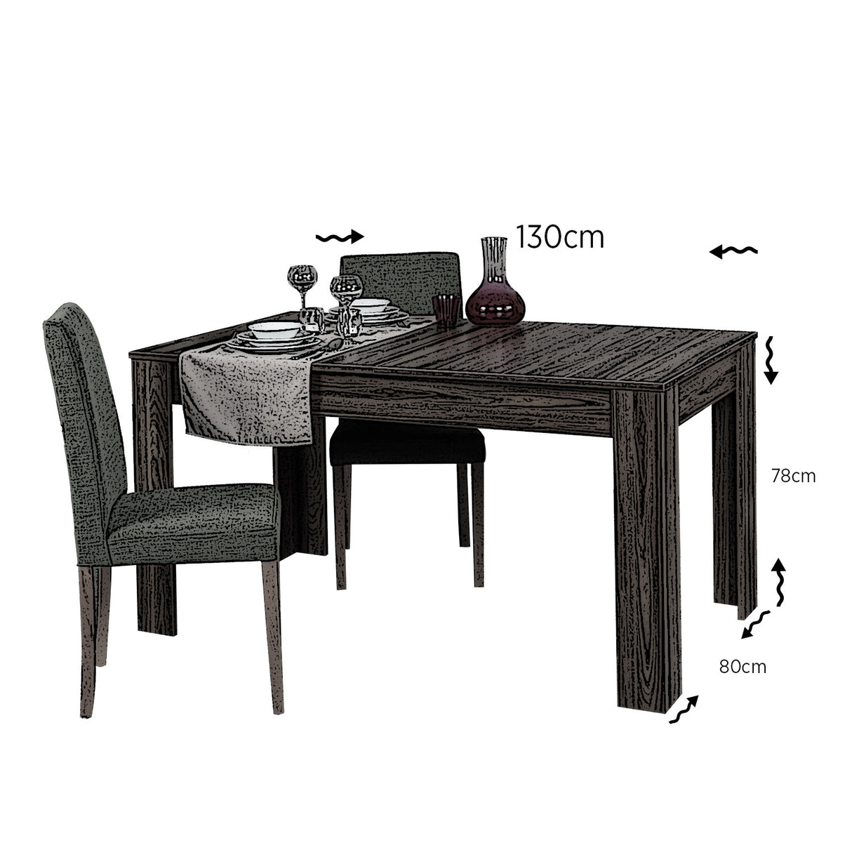 Masă dining extensibilă Oblo, Nuc, 130x80x78 cm