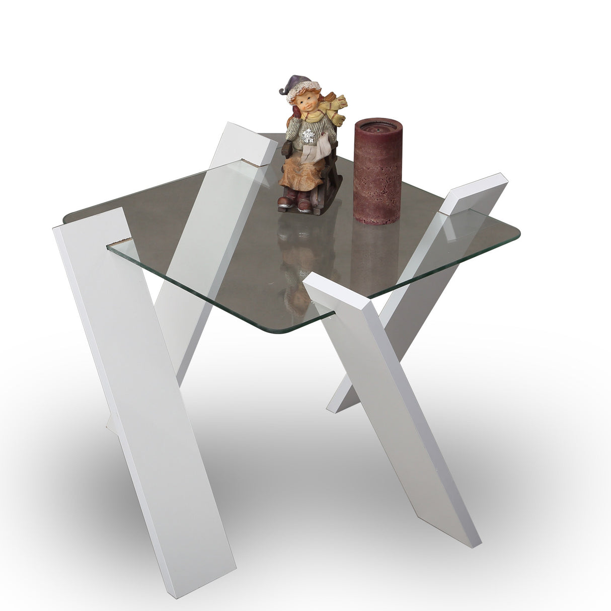 Măsuță de cafea Roman Mini - Shiny White, Alb, 57x57x41 cm