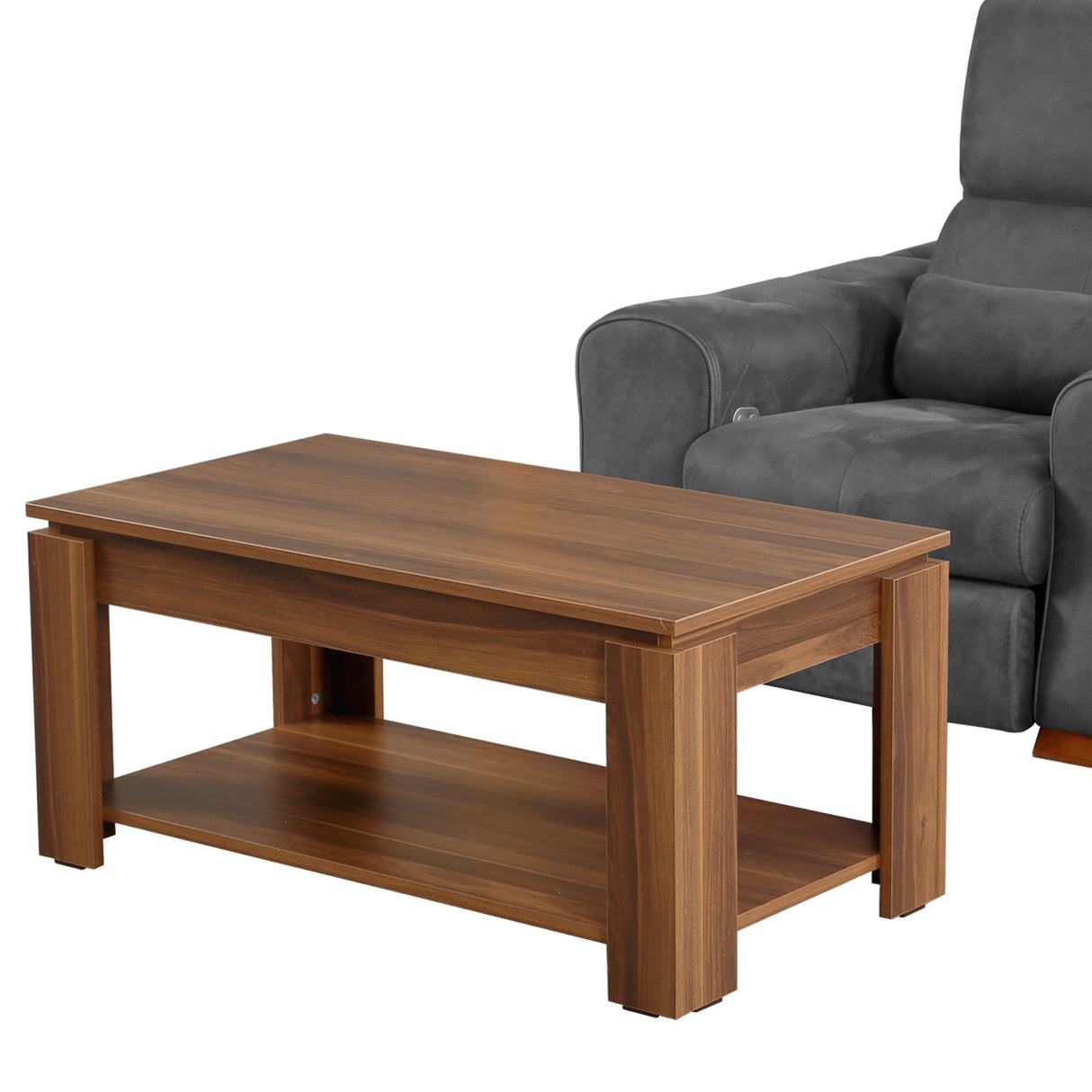 Măsuță de cafea Shelf, Nuc, 104x56x47 cm