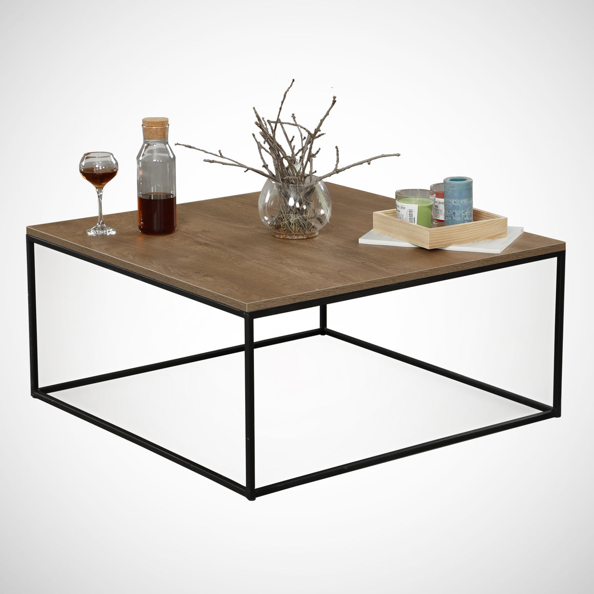 Măsuță de cafea Poly, Caucasian oak, 75x75x43 cm