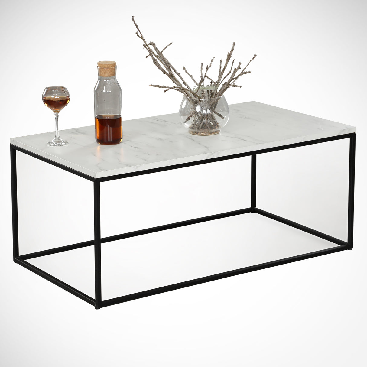 Măsuță de cafea Cosco - Marmo, Alb - Negru, 95x55x43 cm