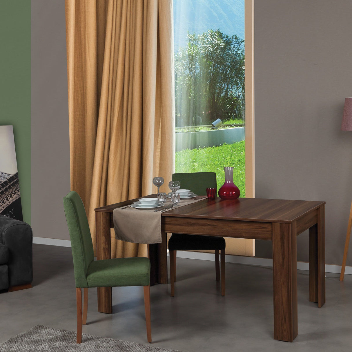 Masă dining extensibilă Bois, Diverse culori, 78x90x150 cm - Nuc | SKU: 801CMY2911 | Masă dining extensibilă Bois, 78x90x150 cm, varianta Nuc, produs pentru amenajarea locuinței, disponibil online în România la CasaMob