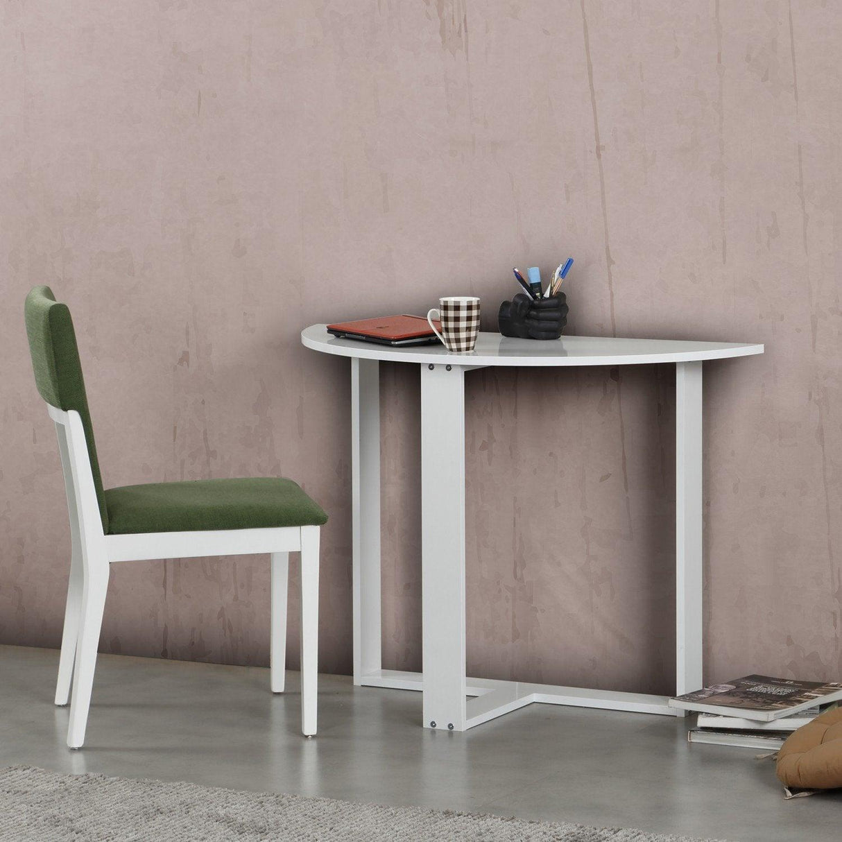 Masa living, Middle, Alb - Gri - Nuc - Sonoma - Stejar, 106 x 45 x 77 cm - Alb, SKU 801CMY2915
