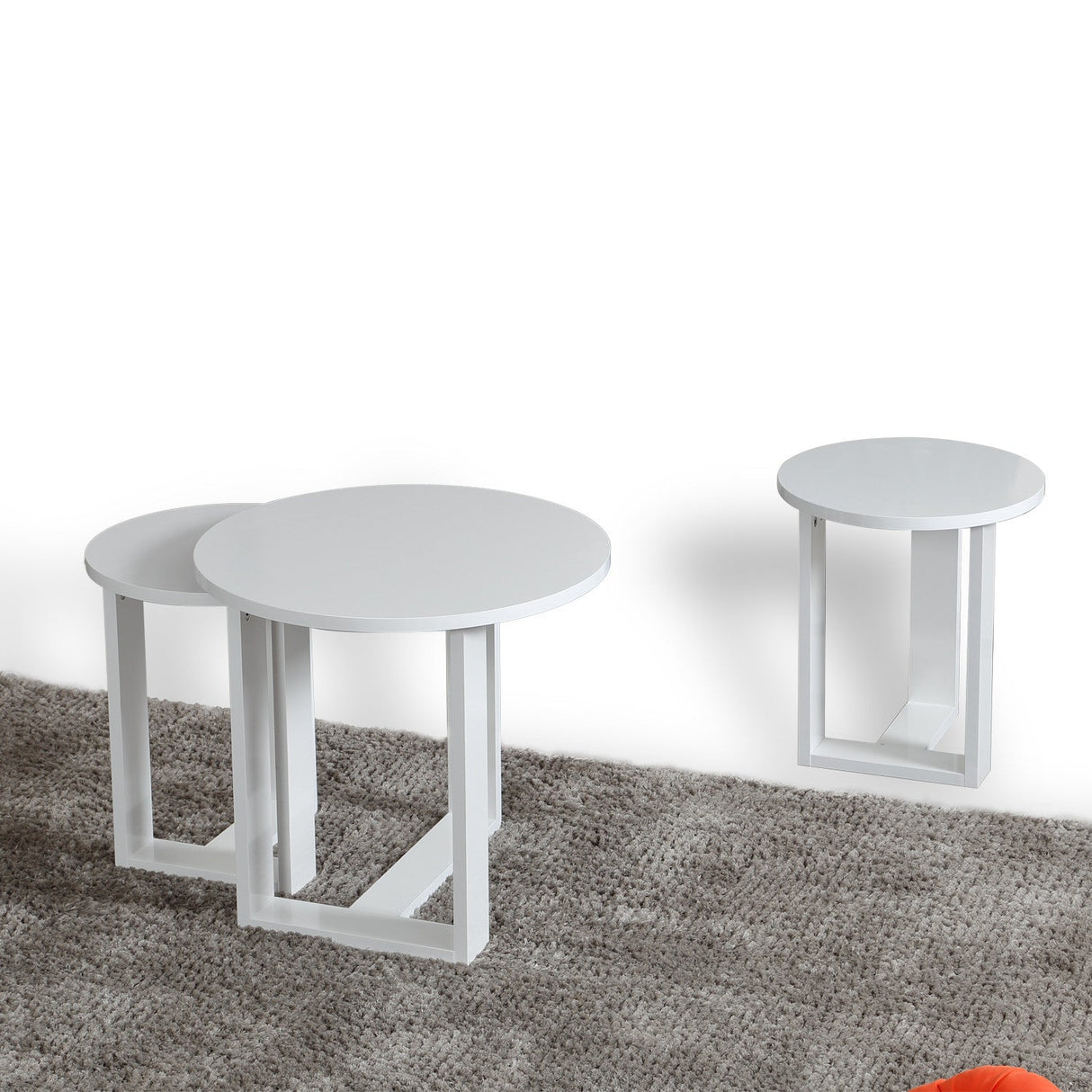 Set 3 măsuțe de cafea Mira, Diverse culori, 52x52x47 cm - Alb | SKU: 801CMY2925 | Set 3 măsuțe de cafea Mira, 52x52x47 cm, varianta Alb, produs pentru amenajarea locuinței, disponibil online în România la CasaMob