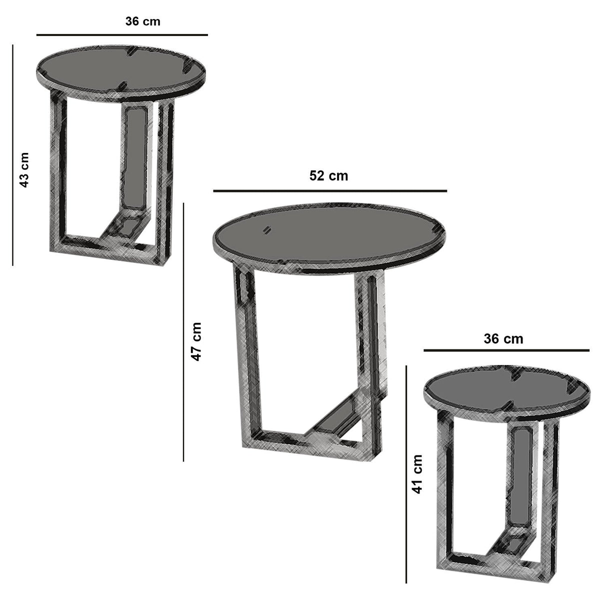 Set 3 măsuțe de cafea Mira, Diverse culori, 52x52x47 cm - Nuc | SKU: 801CMY2926 | Set 3 măsuțe de cafea Mira, 52x52x47 cm, varianta Nuc, produs pentru amenajarea locuinței, disponibil online în România la CasaMob