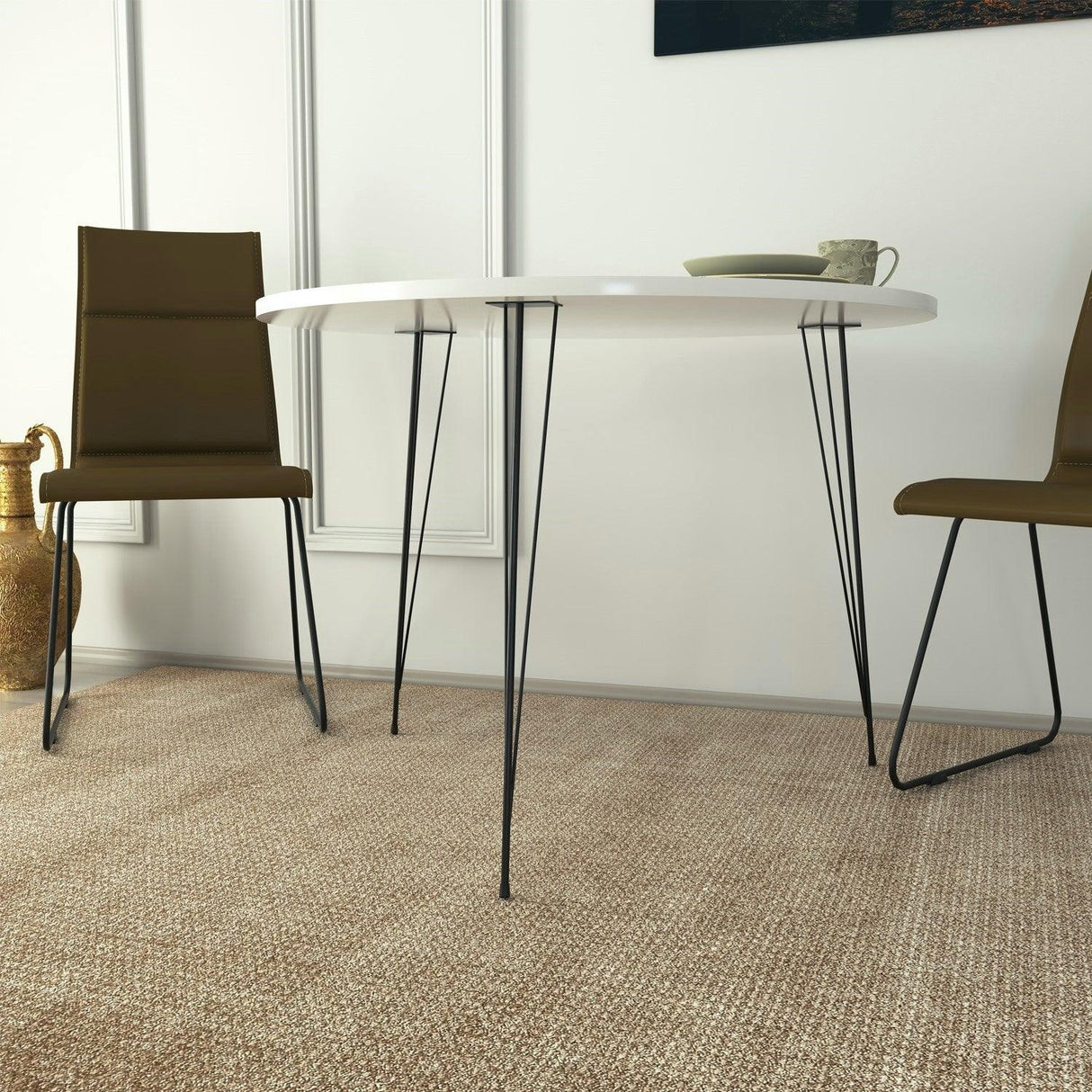 Masa Rotunda Sandalf Table Basic, Alb - Nuc - Negru, 90 x 75 x 90 cm - Alb, SKU 801CMY2930