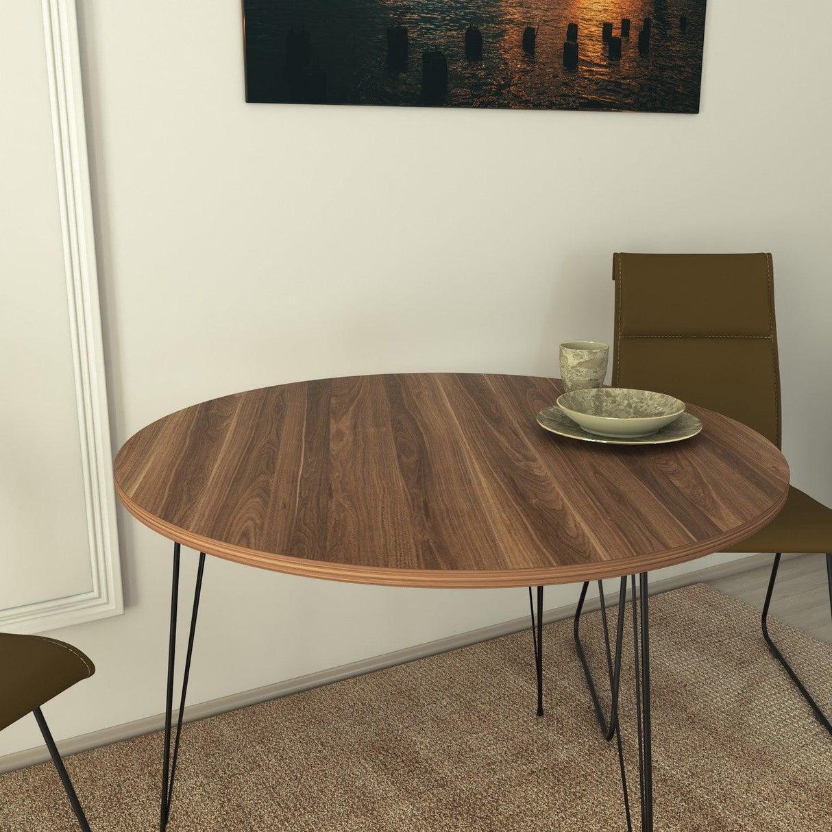 Masa Rotunda Sandalf Table Basic, Alb - Nuc - Negru, 90 x 75 x 90 cm - Maro, SKU 801CMY2930