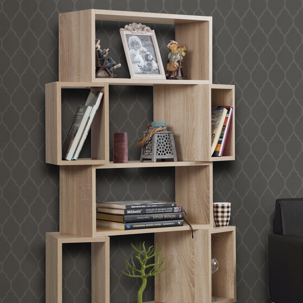 Bibliotecă Box, Diverse culori, 84x30x160 cm - Light oak | SKU: 801CMY3601 | Bibliotecă Box, 84x30x160 cm, varianta Light oak, produs pentru amenajarea locuinței, disponibil online în România la CasaMob