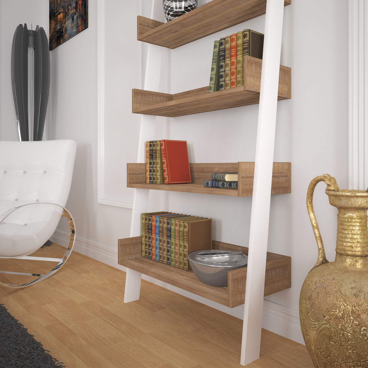 Bibliotecă Only, Dark oak, 80x32x195 cm