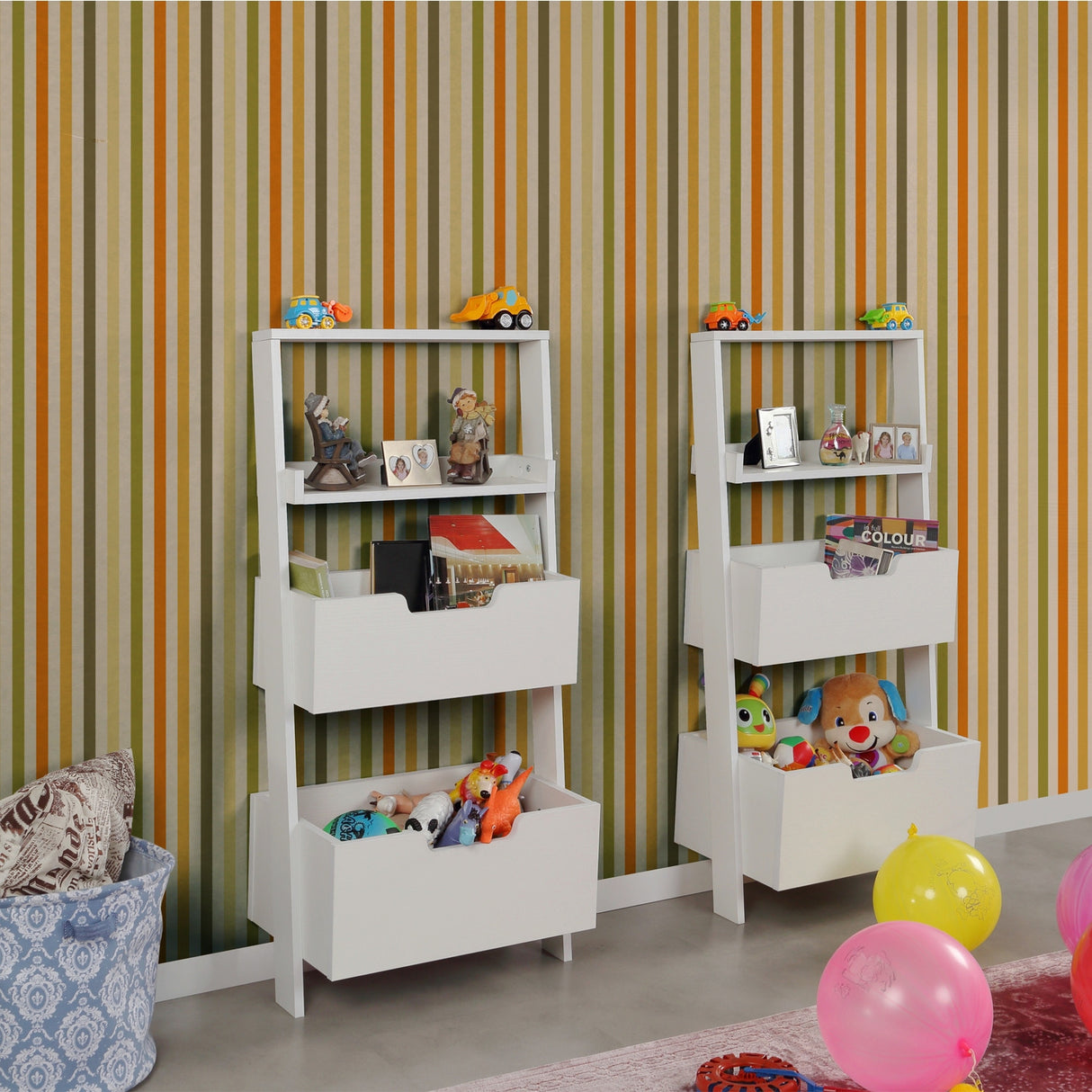 Bibliotecă Only Double, Alb, 59x35x120 cm