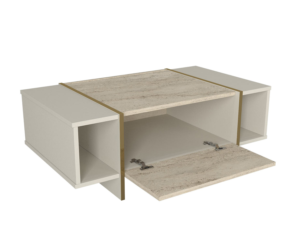 Măsuță de cafea Veyron, Travertin - Sandstone, 104x60x37 cm