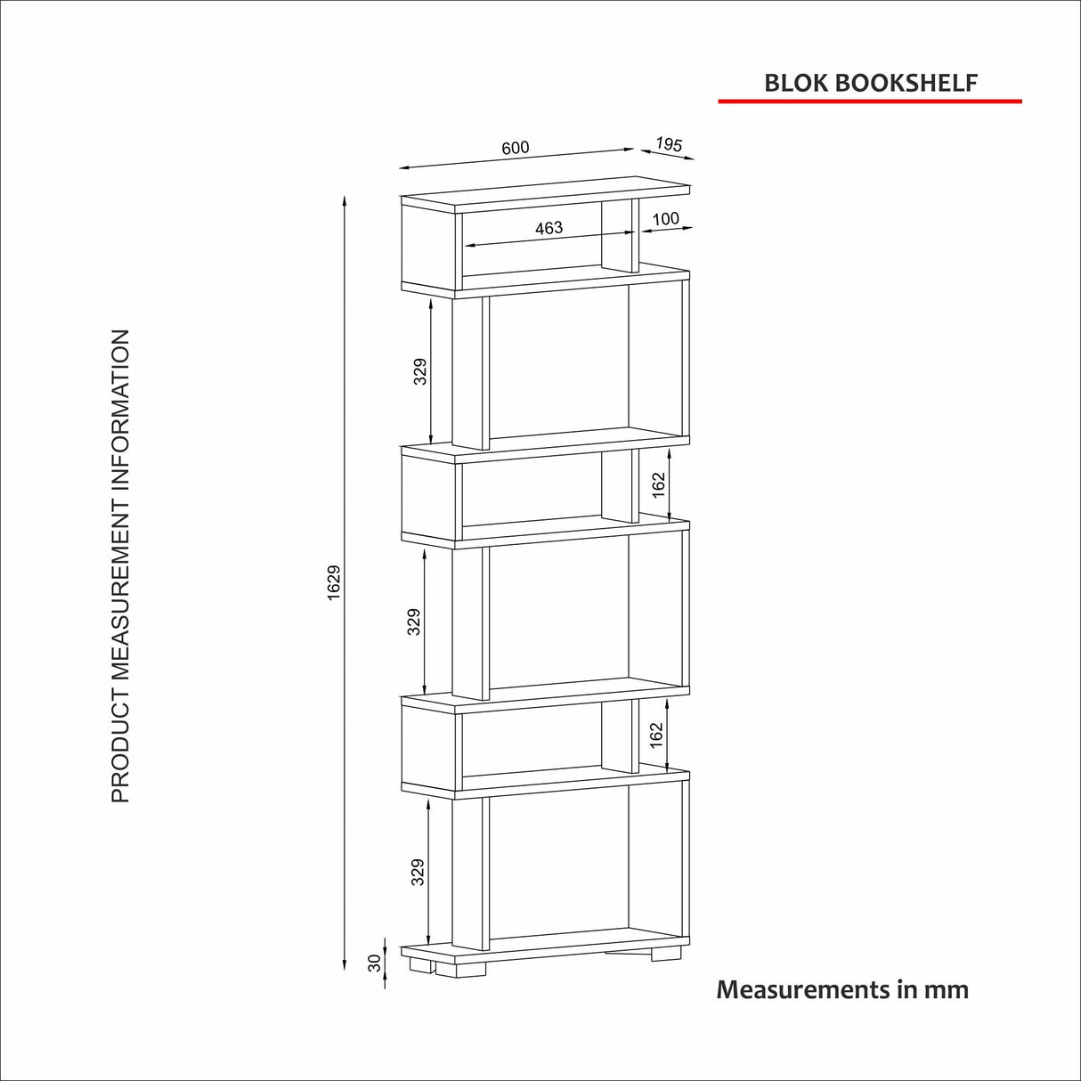 Bibliotecă Blok, Diverse culori, 60x20x165 cm - Travertin | SKU: 804TRH3629 | Bibliotecă Blok, 60x20x165 cm, varianta Travertin, produs pentru amenajarea locuinței, disponibil online în România la CasaMob