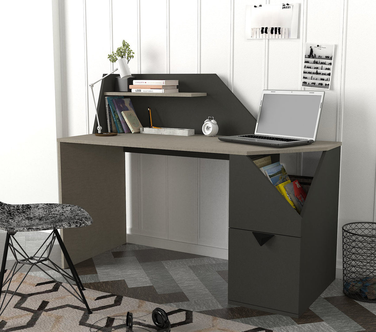 Birou Gusto, Antracit, 140x60x74 cm