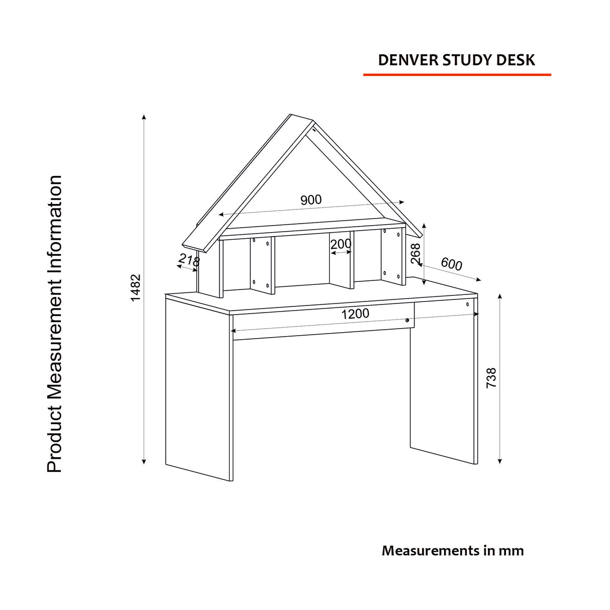 Birou Denver, Antracit, 120x60x74 cm