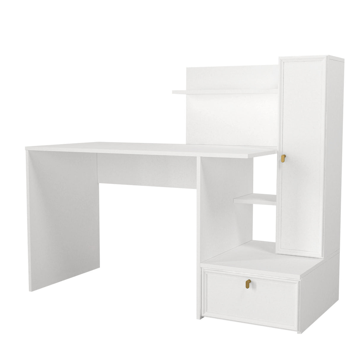 Birou Shellon, Alb, 143x60x116 cm
